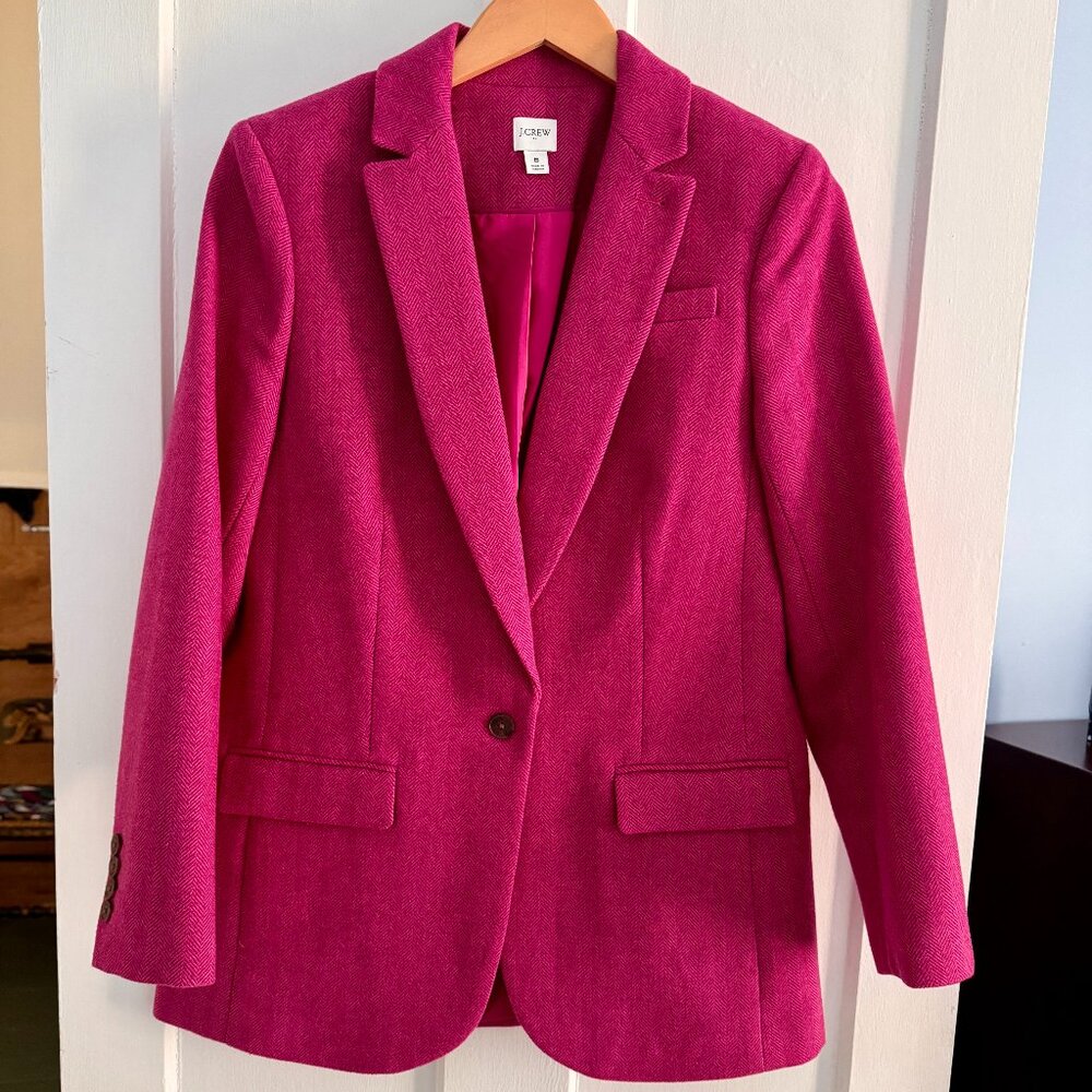 J Crew pink herringbone wool jacket size 6 - Picture 1 of 4